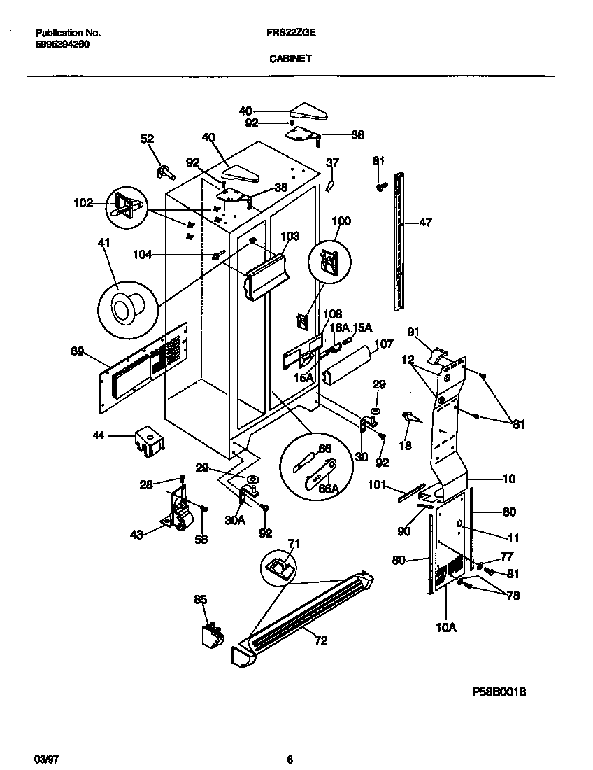 Frigidaire FRS22ZGEW2 cabinet diagram