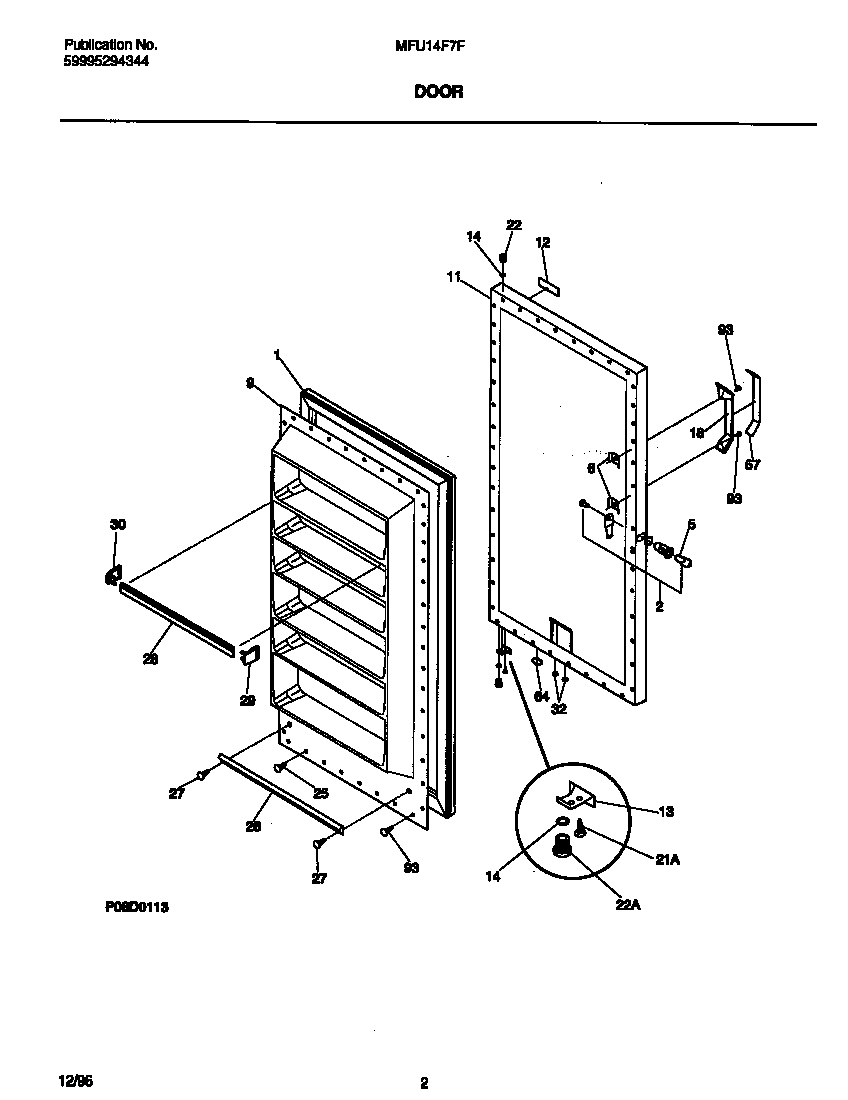 Universal/Multiflex (Frigidaire) MFU14F7FW0 door diagram