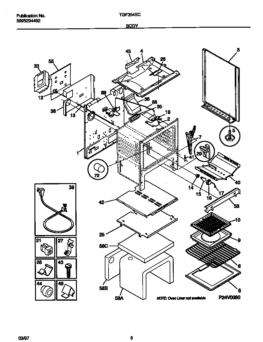 Tappan TGF354SCWD body diagram