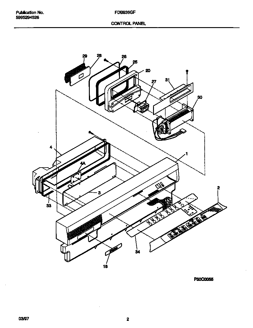 Frigidaire FDB836GFT2 control panel diagram