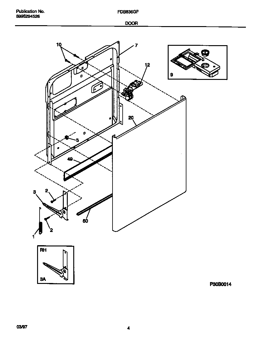 Frigidaire FDB836GFT2 door diagram