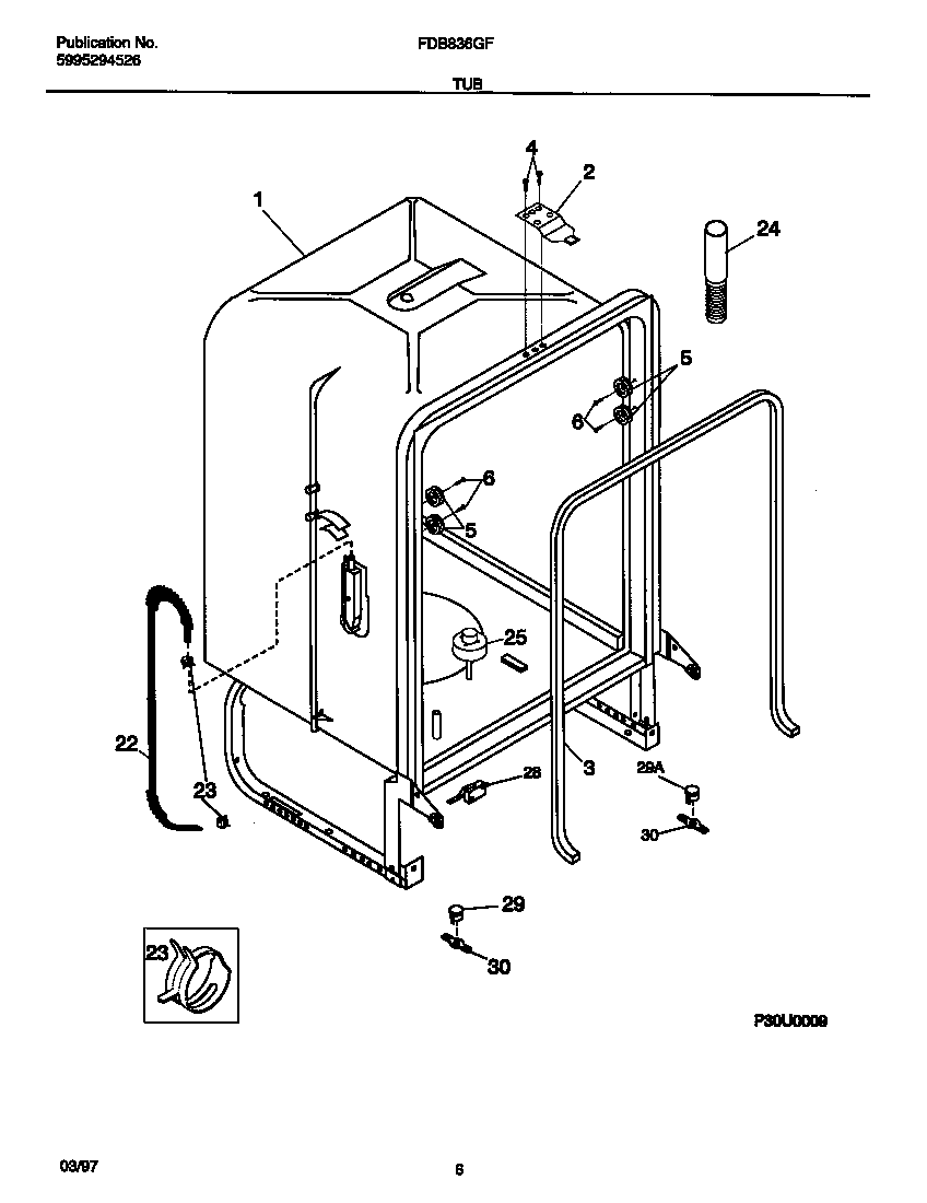 Frigidaire FDB836GFT2 tub diagram