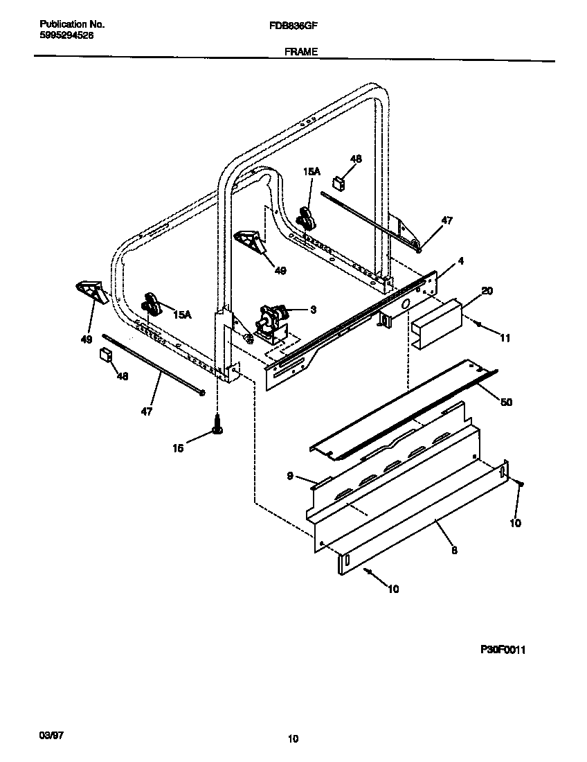 Frigidaire FDB836GFT2 frame diagram