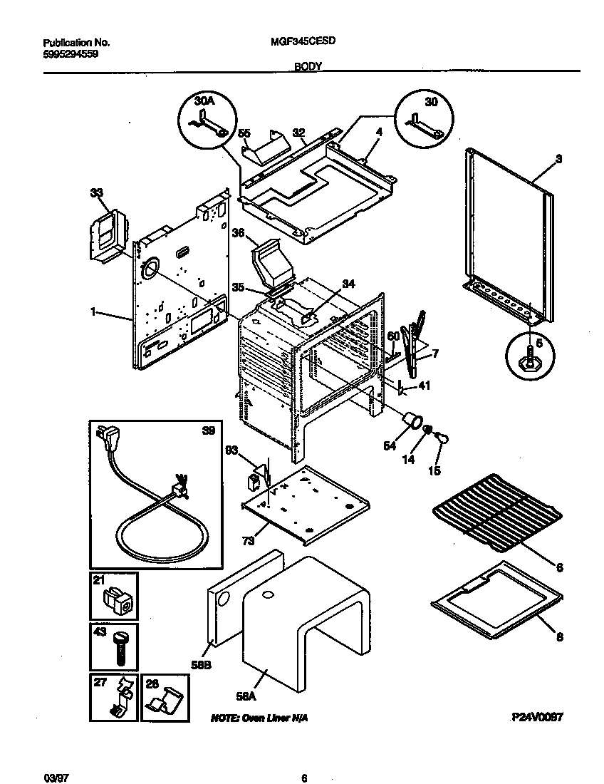 Universal/Multiflex (Frigidaire) MGF345CESD body diagram
