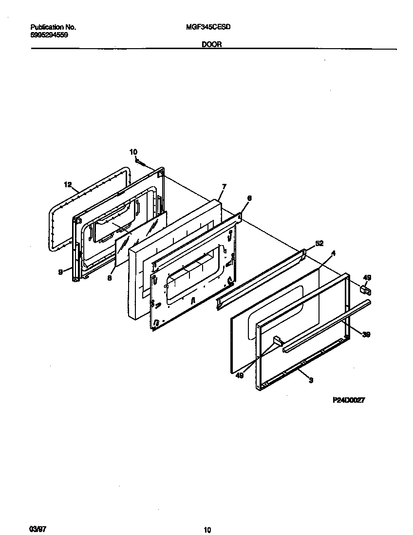 Universal/Multiflex (Frigidaire) MGF345CESD door diagram