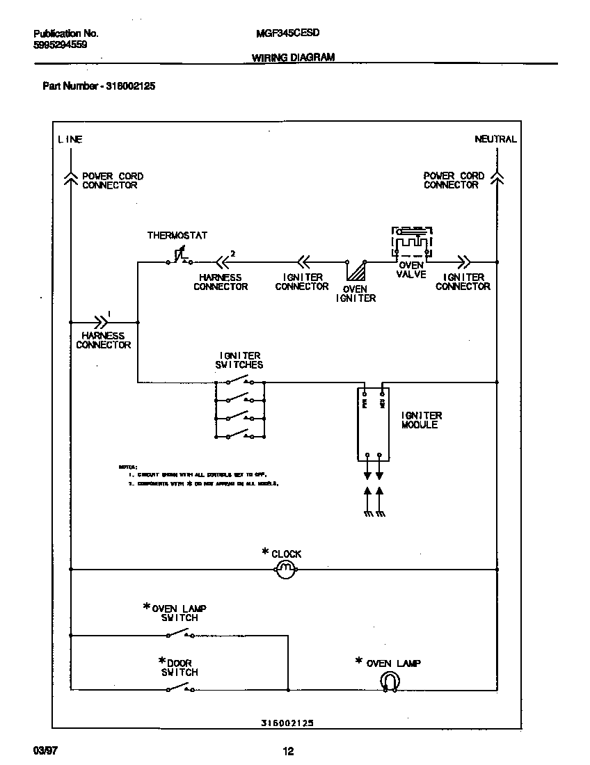 Universal/Multiflex (Frigidaire) MGF345CESD wiring diagram diagram