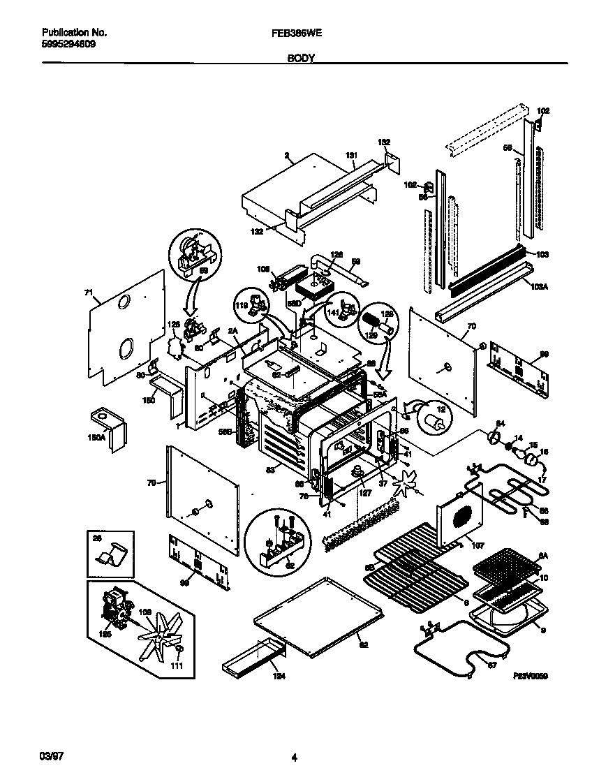 Frigidaire FEB386WECC body diagram