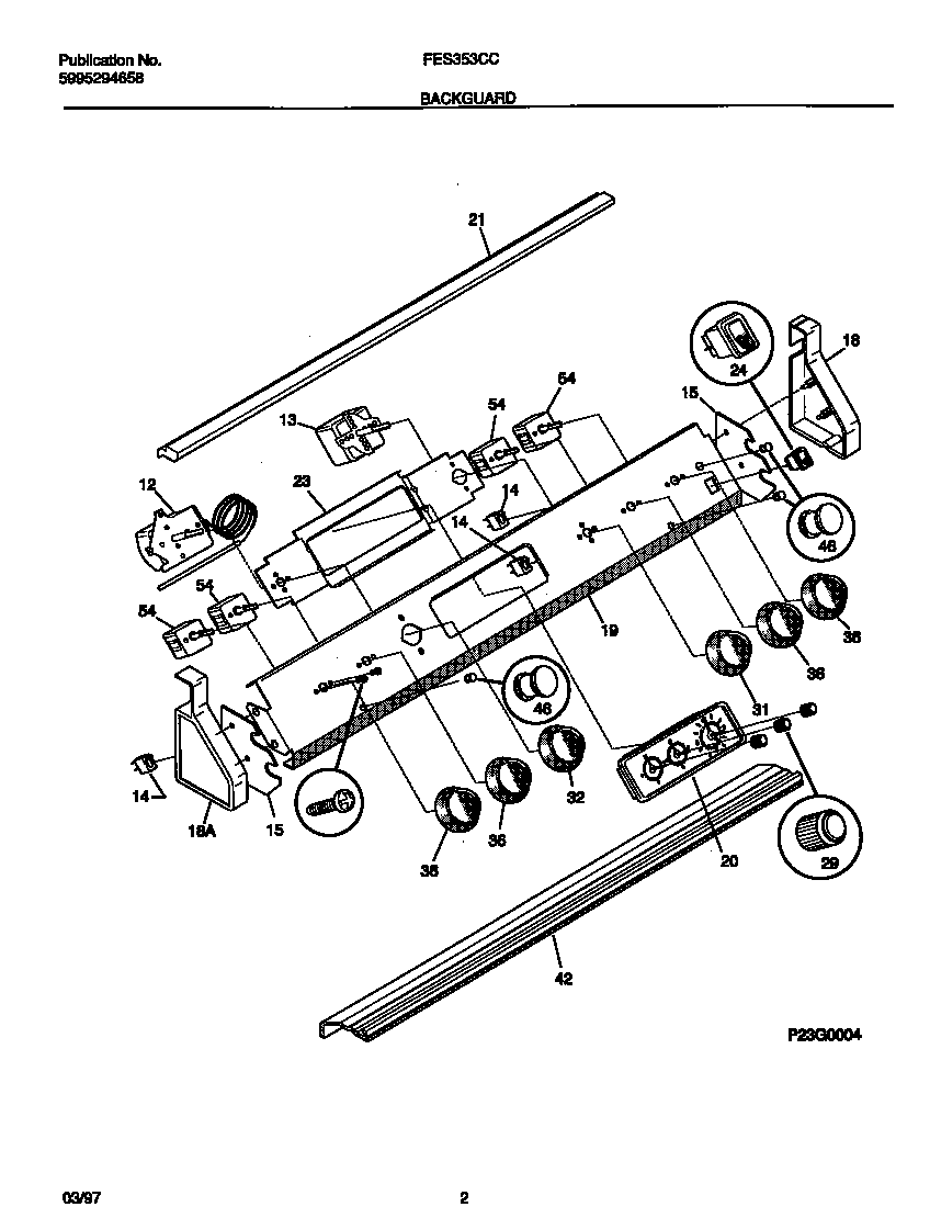 Frigidaire FES353CCWC backguard diagram