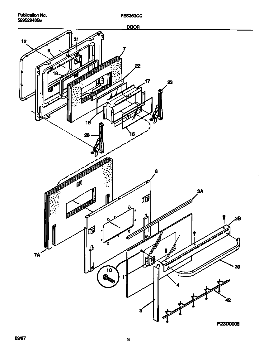 Frigidaire FES353CCWC door diagram