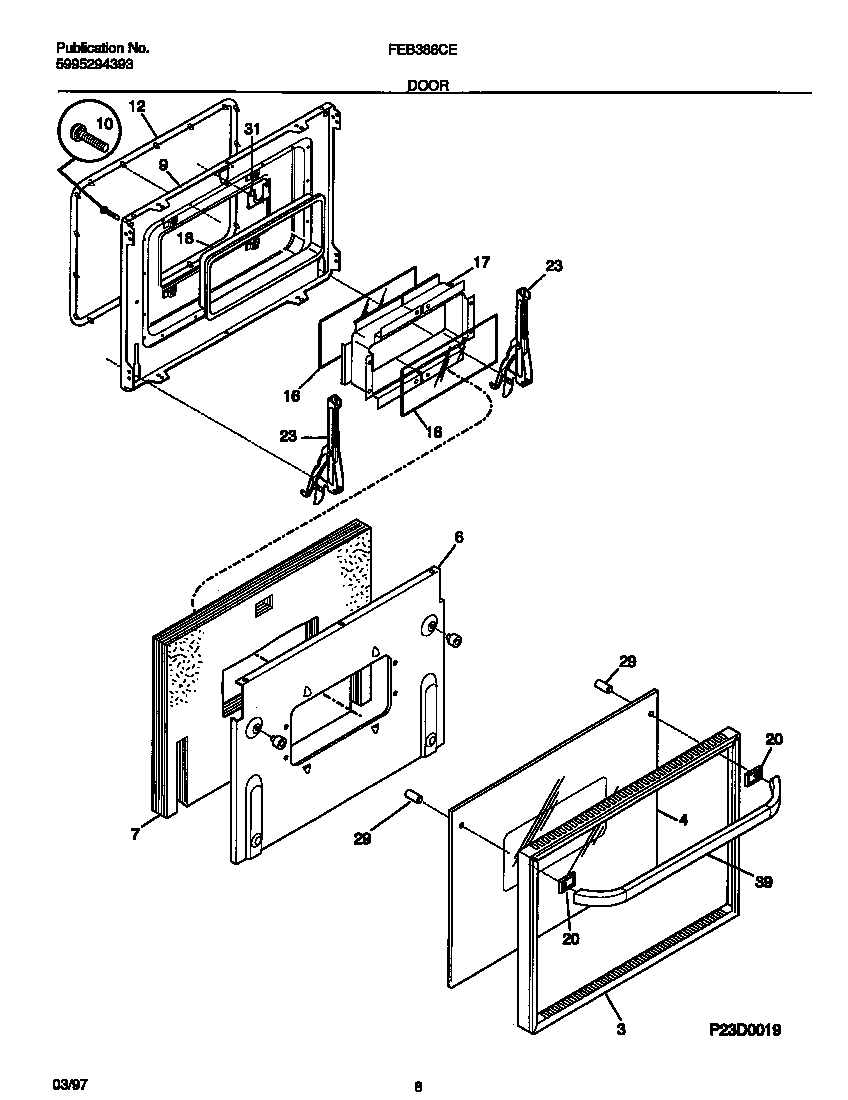 Frigidaire FEB386CEBC door diagram