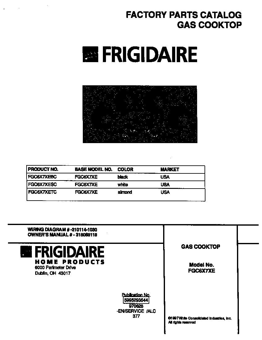 Frigidaire FGC6X7XETC cover diagram
