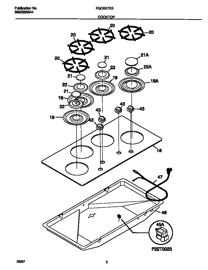 Frigidaire FGC6X7XETC cooktop diagram