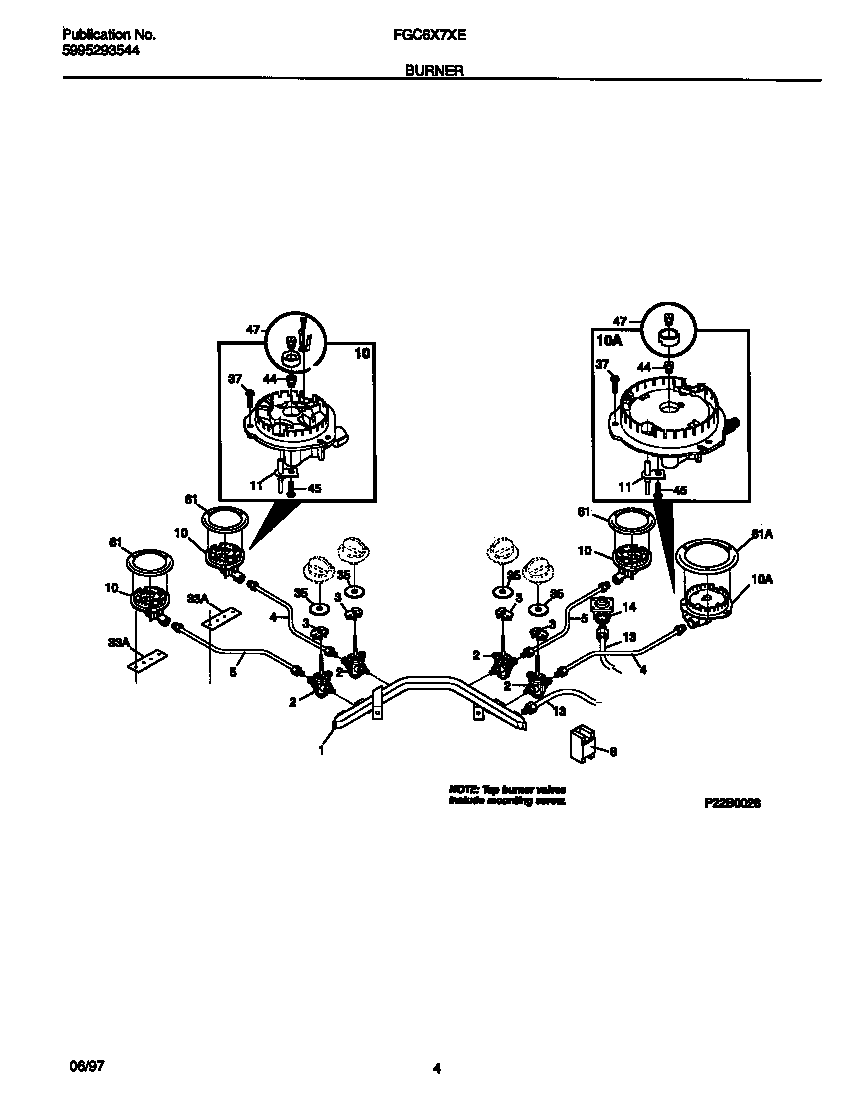 Frigidaire FGC6X7XETC burner diagram
