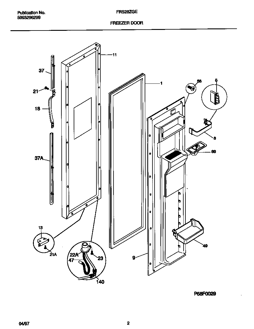 Frigidaire FRS28ZGED3 freezer door diagram