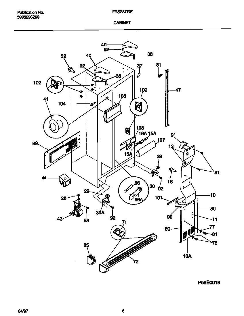 Frigidaire FRS28ZGED3 cabinet diagram