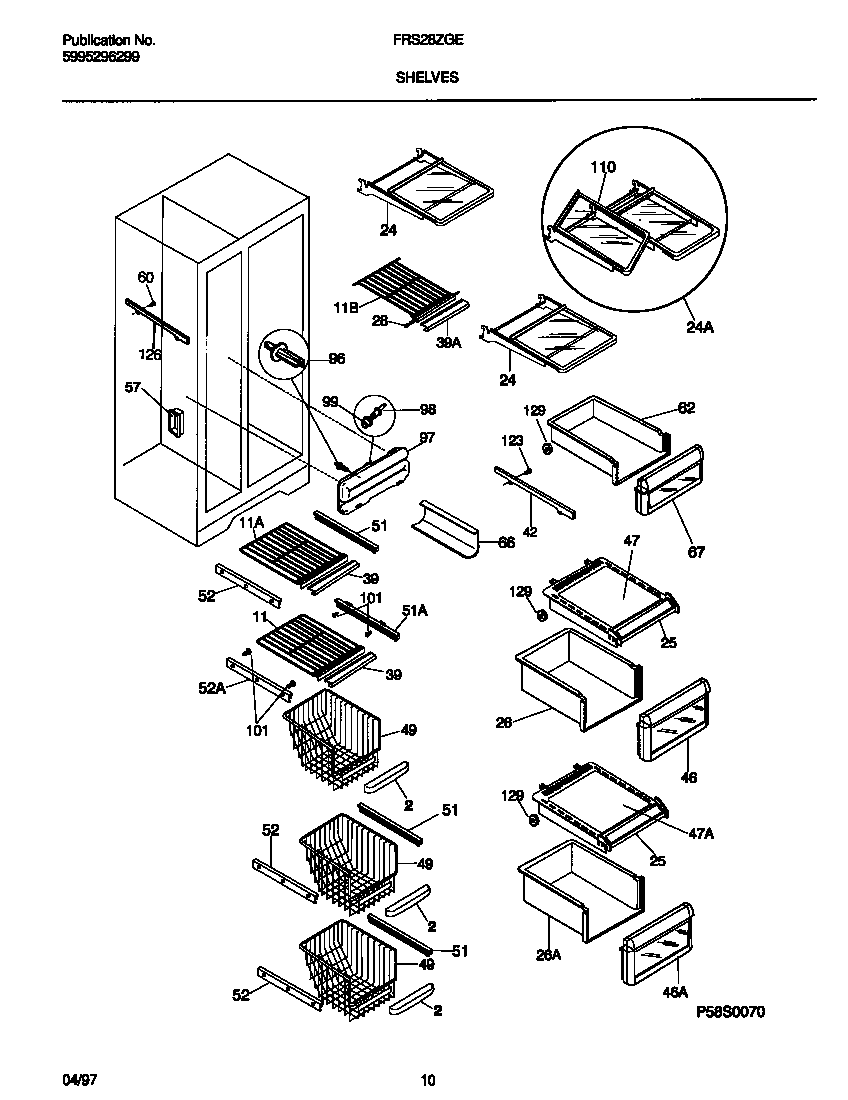 Frigidaire FRS28ZGED3 shelves diagram