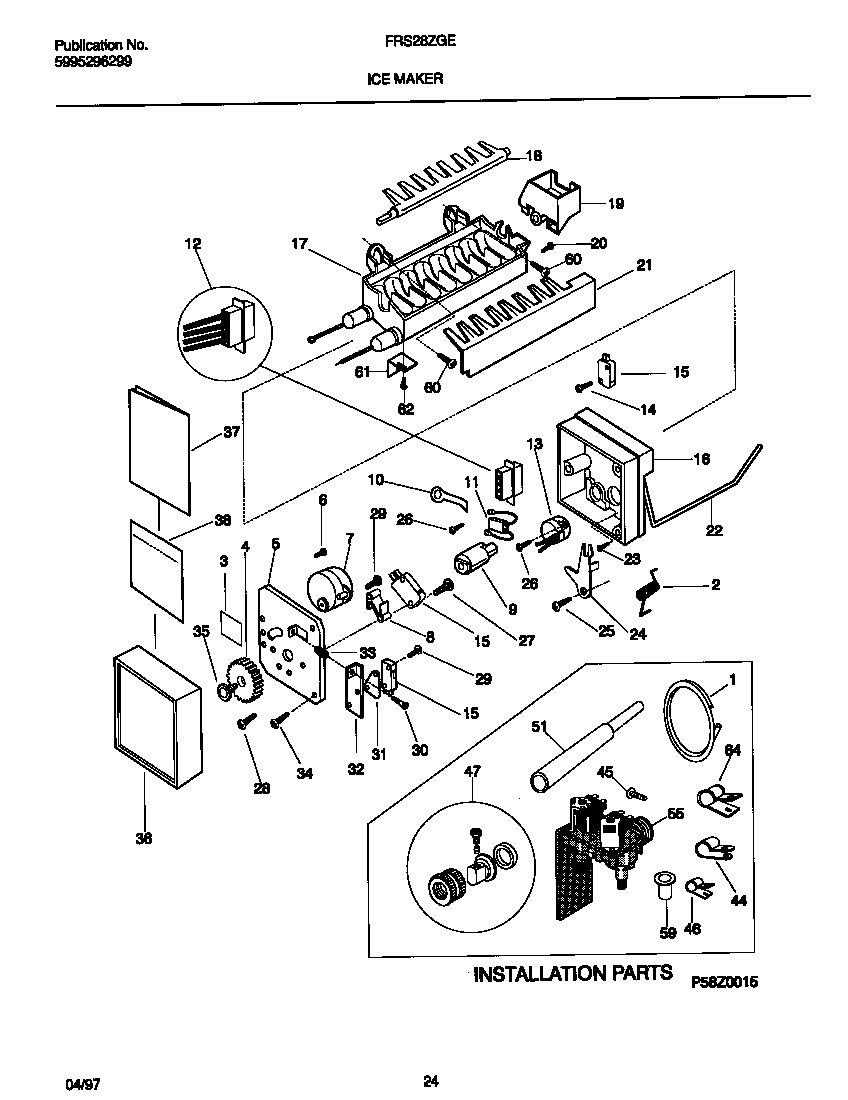 Frigidaire FRS28ZGED3 ice maker diagram