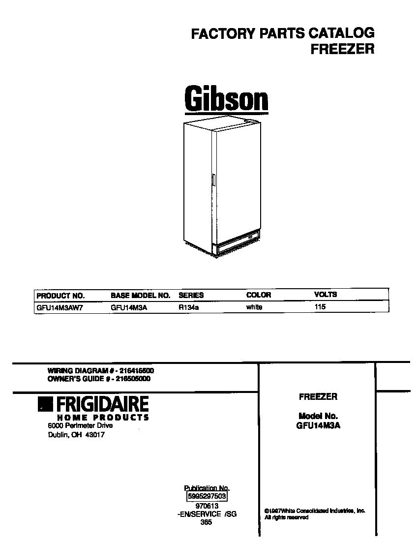 Gibson GFU14M3AW7 cover diagram