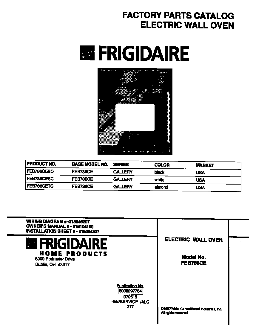 Frigidaire FEB786CESC cover diagram