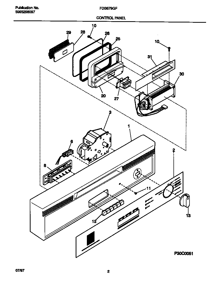 Frigidaire FDB679GFW3 control panel diagram