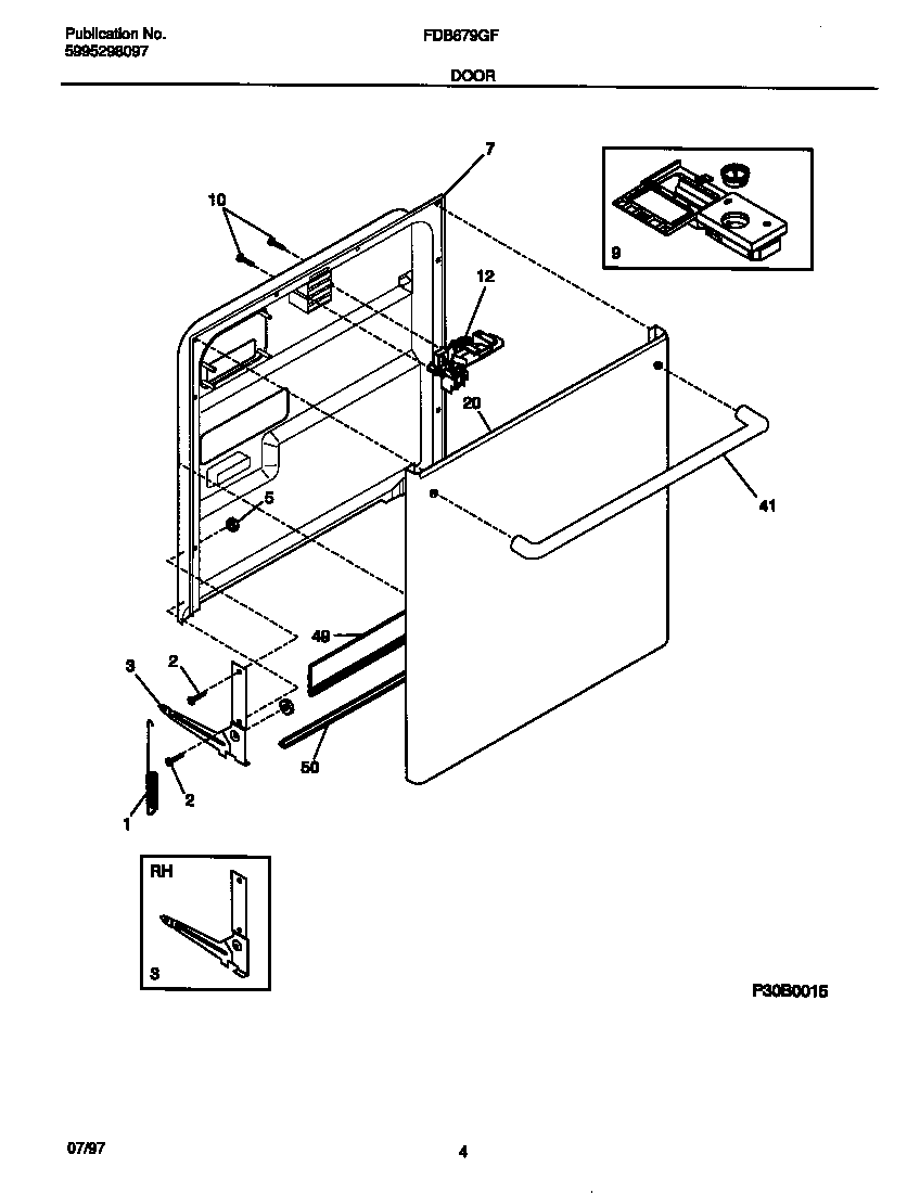 Frigidaire FDB679GFW3 door diagram