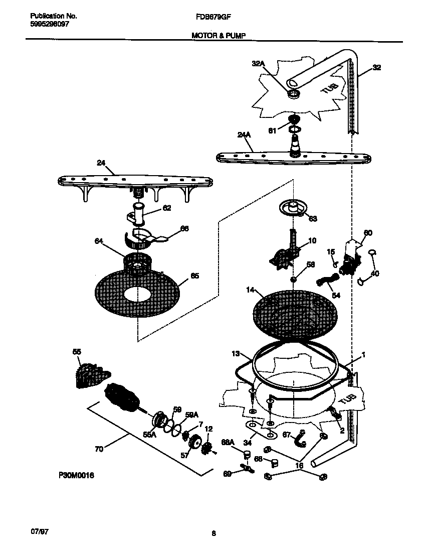 Frigidaire FDB679GFW3 motor & pump diagram