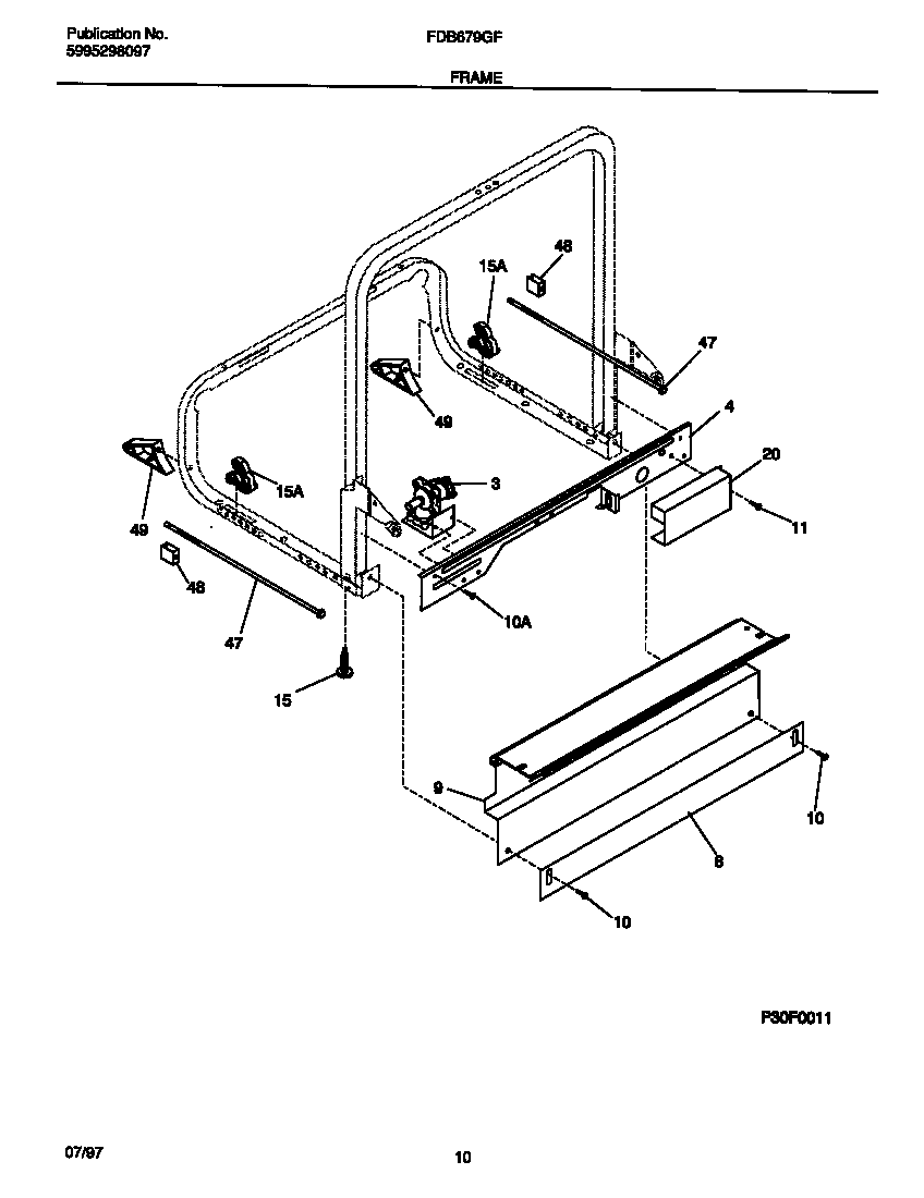 Frigidaire FDB679GFW3 frame diagram