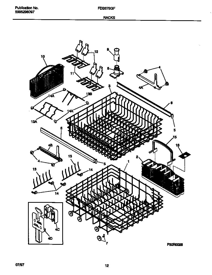 Frigidaire FDB679GFW3 racks diagram