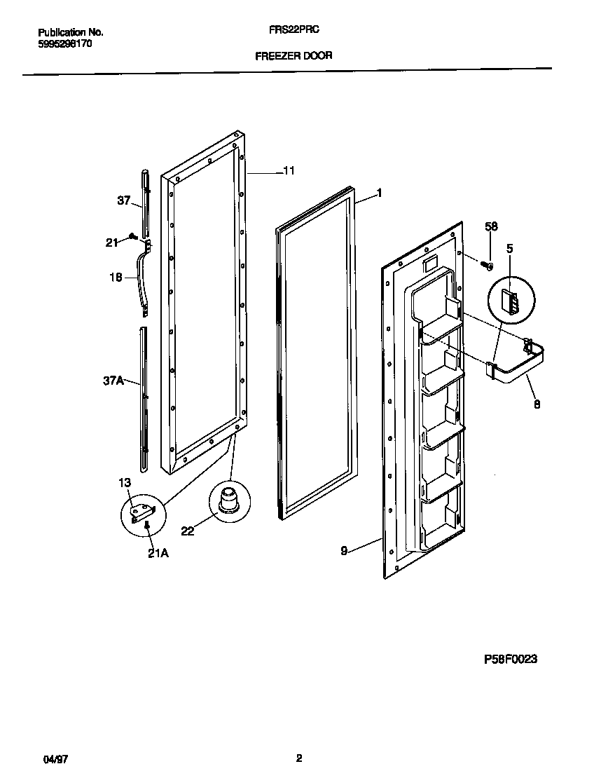 Frigidaire FRS22PRCD3 freezer door diagram