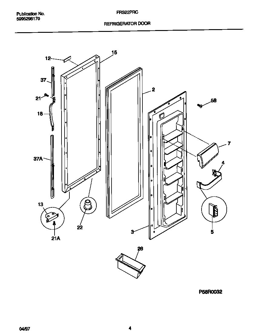 Frigidaire FRS22PRCD3 refrigerator door diagram