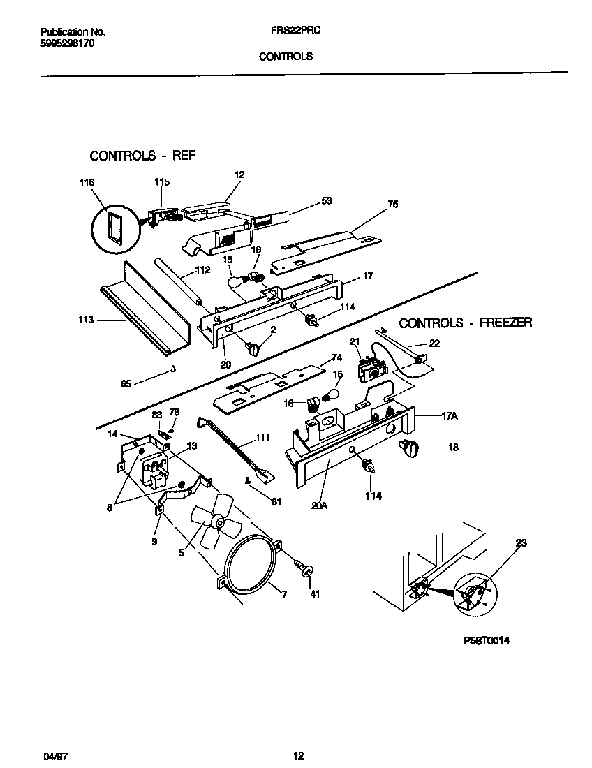Frigidaire FRS22PRCD3 controls diagram