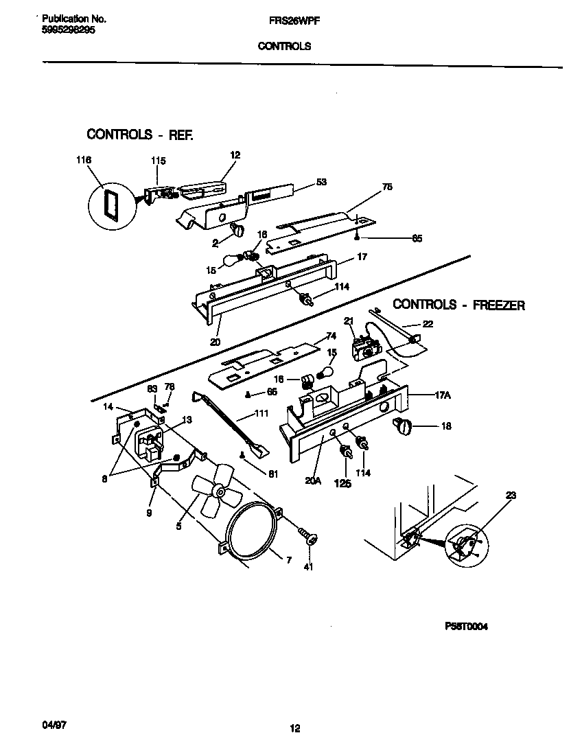 Frigidaire FRS26WPFW0 controls diagram