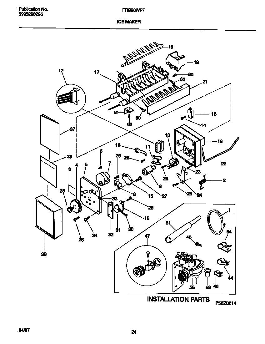 Frigidaire FRS26WPFW0 ice maker diagram