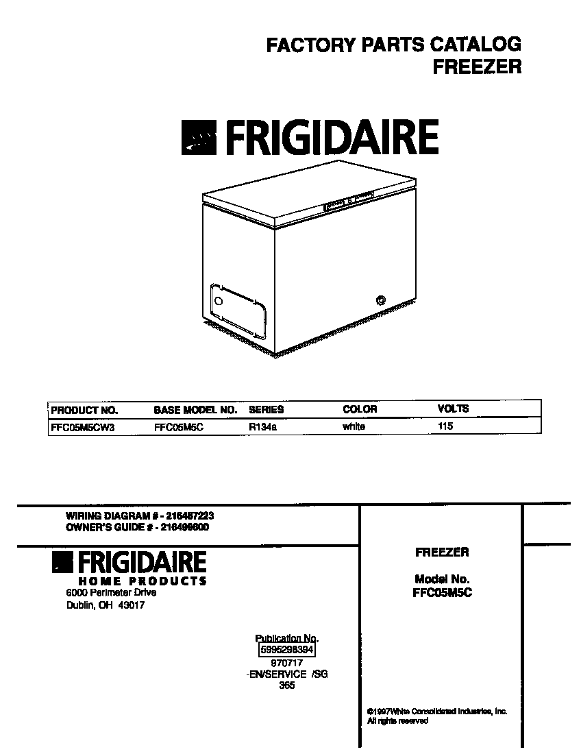 Frigidaire FFC05M5CW3 cover diagram