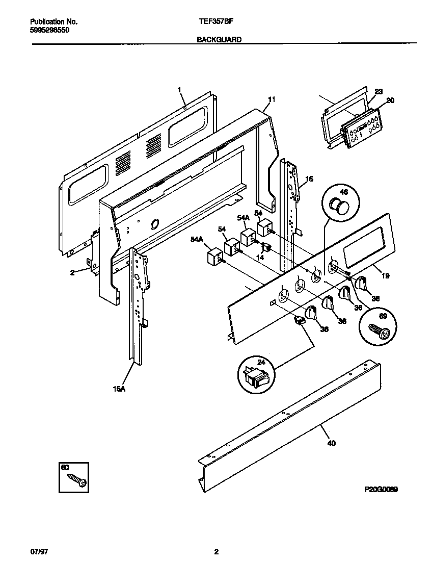 Tappan TEF357BFDB backguard diagram