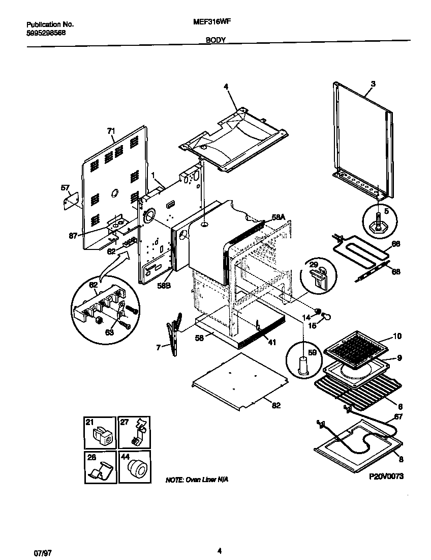 Universal/Multiflex (Frigidaire) MEF316WFSB body diagram
