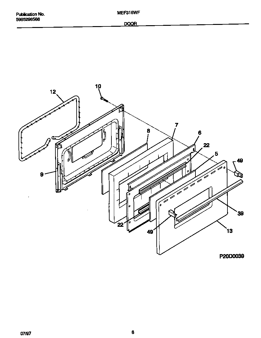 Universal/Multiflex (Frigidaire) MEF316WFSB door diagram