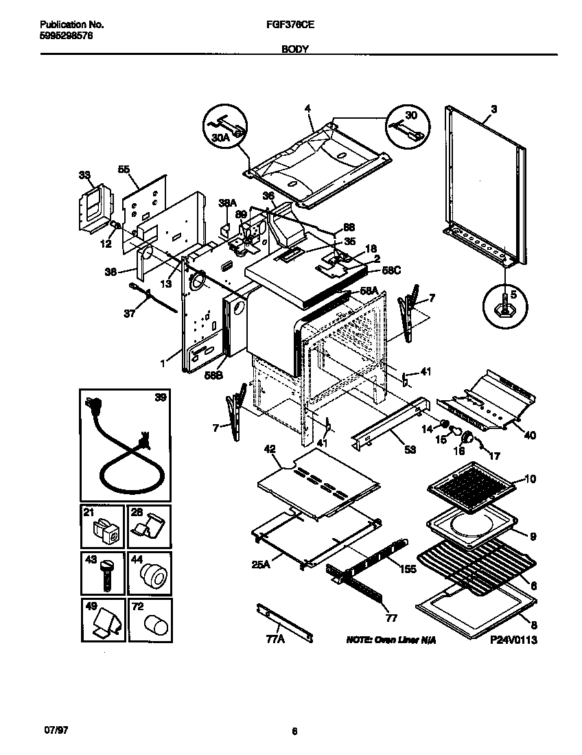 Frigidaire FGF376CETE body diagram