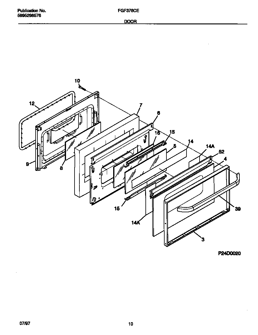 Frigidaire FGF376CETE door diagram