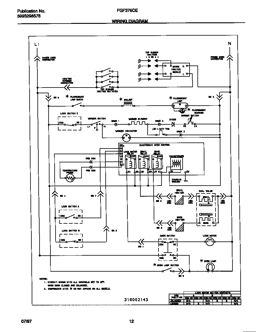 Frigidaire FGF376CETE wiring diagram diagram