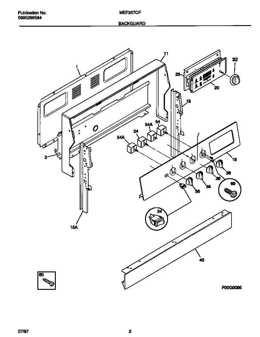 Universal/Multiflex (Frigidaire) MEF357CFSA backguard diagram