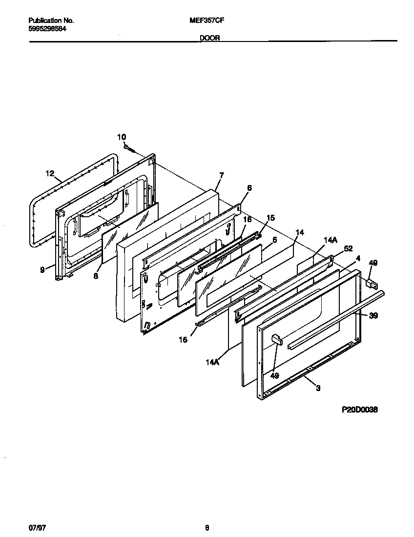 Universal/Multiflex (Frigidaire) MEF357CFSA door diagram