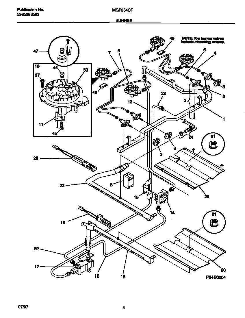 Universal/Multiflex (Frigidaire) MGF354CFSA burner diagram