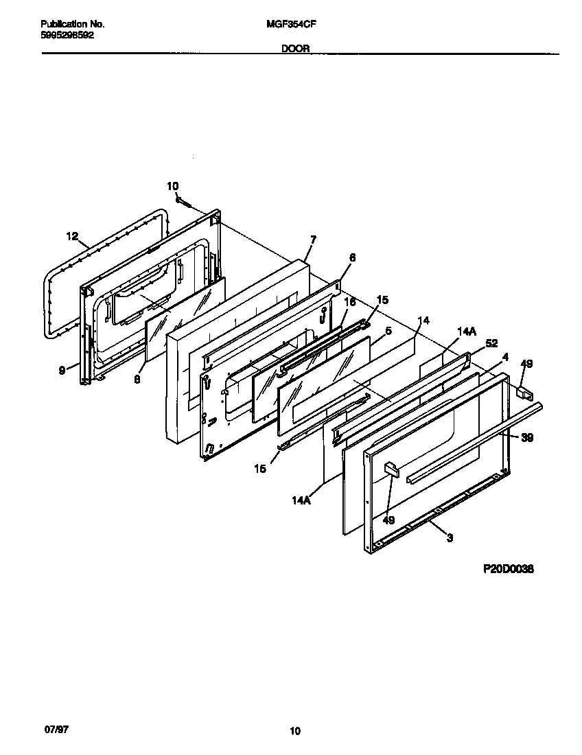 Universal/Multiflex (Frigidaire) MGF354CFSA door diagram