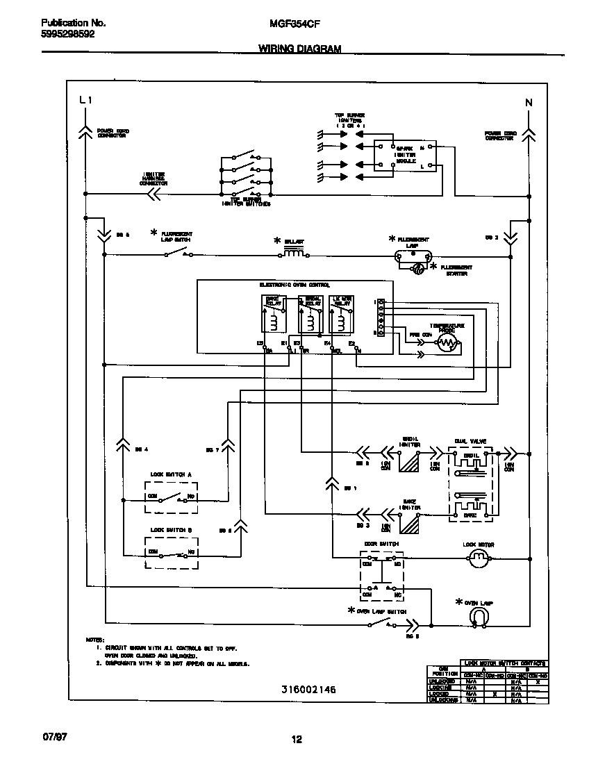 Universal/Multiflex (Frigidaire) MGF354CFSA wiring diagram diagram