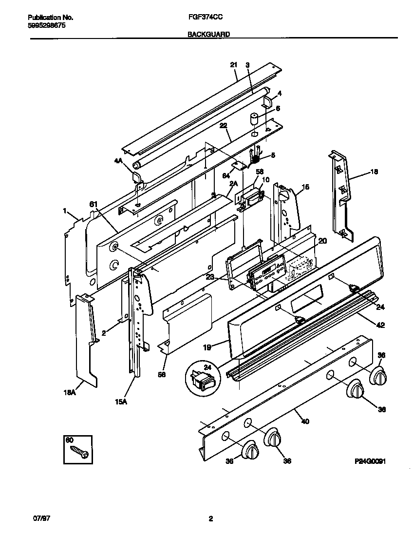 Frigidaire FGF374CCBF backguard diagram
