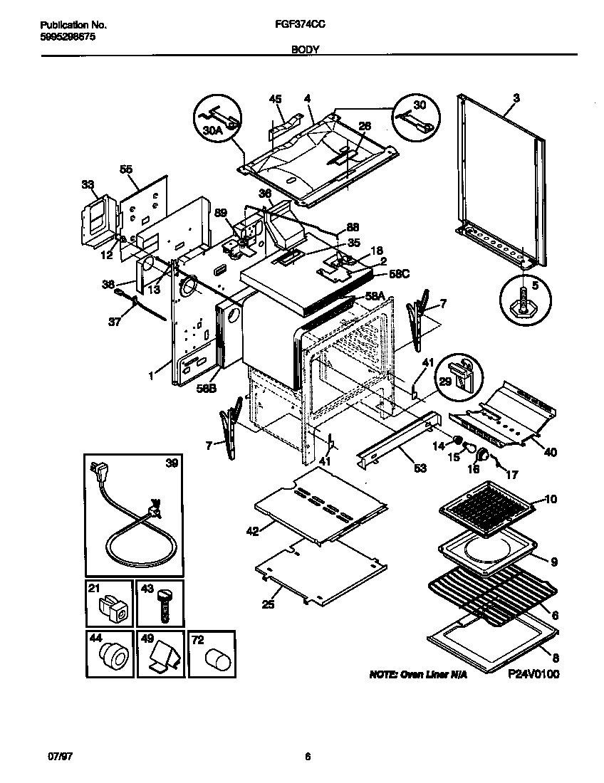 Frigidaire FGF374CCBF body diagram