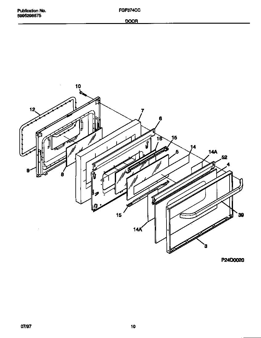 Frigidaire FGF374CCBF door diagram