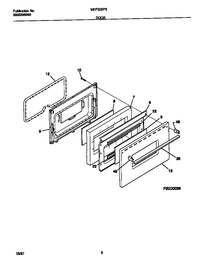 Universal/Multiflex (Frigidaire) MEF305PBDF door diagram