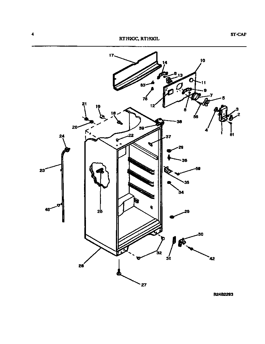 White-Westinghouse RT192GLWD cabinet diagram